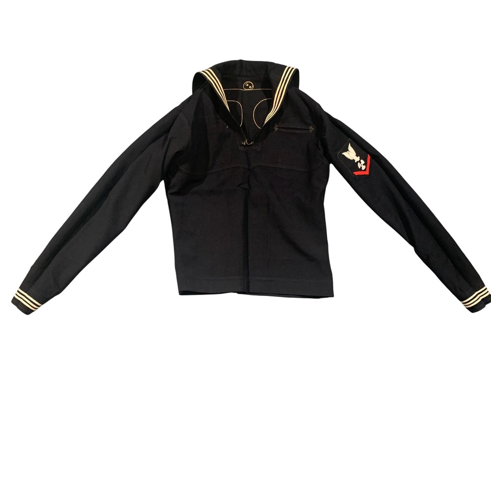 WWII US Navy Wool Crackerjack Sailor Jumper Navy Blue Uniform Top Men's Small
